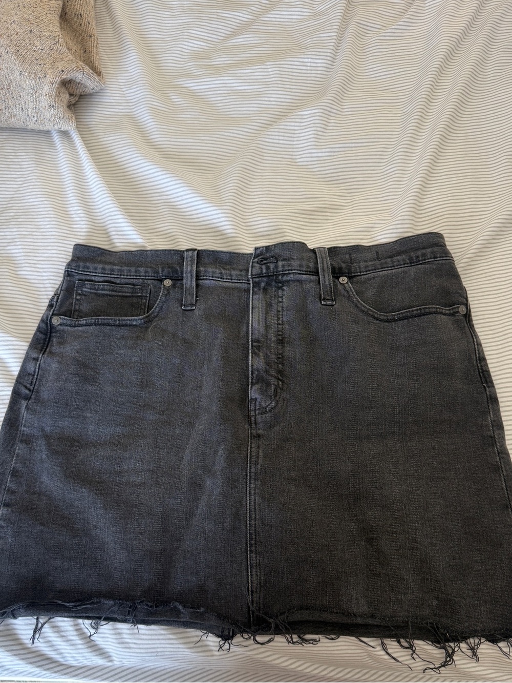 Women’s Black Denim Mini Skirt - Classic Raw Hem